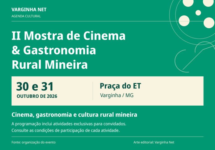 Arte da II Mostra de Cinema e Gastronomia Rural Mineira, 30 e 31 de outubro de 2026, Praça do ET, Varginha